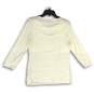 Womens White Long Sleeve Round Neck Front Cut Out Pullover Sweater Size M image number 2
