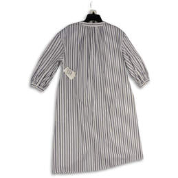 NWT Womens White Blue Striped Puff Sleeve Button Front Shirt Dress Size S alternative image