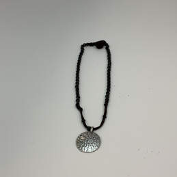 Designer Lucky Brand Silver-Tone Black Chain Hammered Pendant Necklace alternative image