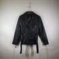 Womens Leather Long Sleeve Full Zip Motorcycle Jacket Size Medium image number 1