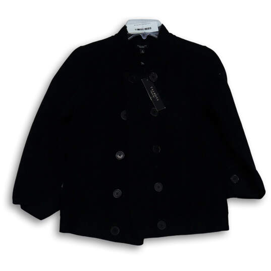 NWT Womens Black Collared Long Sleeve Double Breasted Peacoat Size Medium image number 1