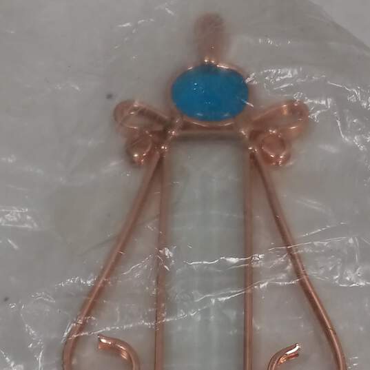Copper Blue/White Glass Decorative Wall Hanging & Wind Chime 2pc Bundle image number 4