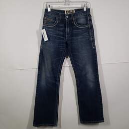 Mens Regular Fit Medium Wash Denim 5-Pocket Design Straight Leg Jeans Size 28/30