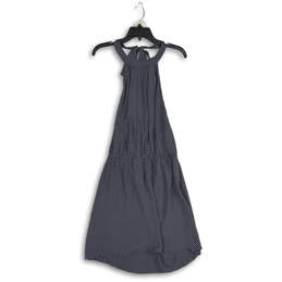 NWT Womens Blue Polka Dot Sleeveless Halter Neck Pullover A-Line Dress Sz L