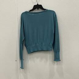 NWT Joie Womens Blue Boat Neck Long Sleeve Crochet Pullover Sweatshirt Size XS alternative image