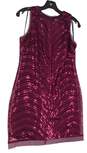 Womens Pink Sequin Sleeveless Round Neck Casual Shift Dress Size 6 image number 1