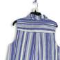 Womens Blue White Striped Sleeveless Spread Collar Knee Length Shirt Dress Sz 14 image number 4
