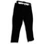 Womens Black Pockets Dark Wash Denim Pull-On Straight Leg Cropped Jeans 14 image number 1