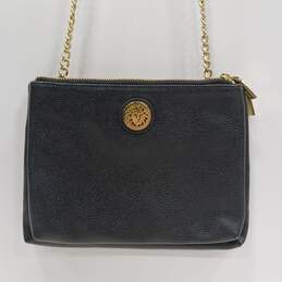 Anne Klein Black Faux Leather Crossbody Bag with Chain Accent alternative image