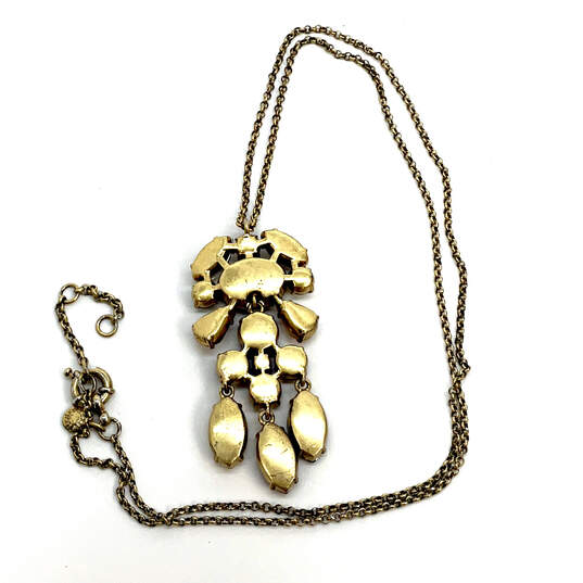 Designer J. Crew Gold-Tone Crystal Asymmetrical Link Chain Pendant Necklace image number 3