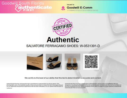 Authentic Salvatore Ferragamo Womens Black Wedge Platform Sandals Size 6C image number 2