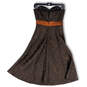 Womens Black Brown Geometric Sweetheart Strapless A-Line Dress Size 2 image number 2
