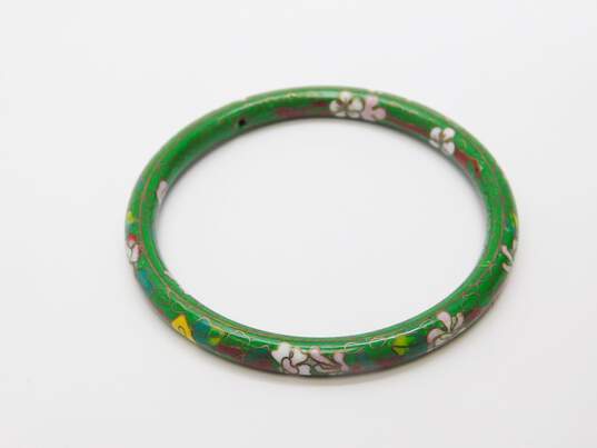 Vintage Cloisonne Enamel Bangle Bracelets 77.2g image number 3