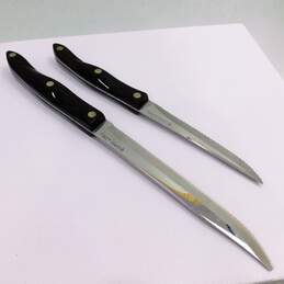VNTG Cutco Petite Carver Knife 1729 JB & Trimmer Utility 1721 Brown Swirl Handle alternative image