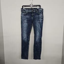 Blue Denim Distressed Skinny Jeans