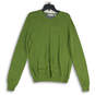 Mens Green Tight-Knit V-Neck Long Sleeve Pullover Sweater Size Medium image number 1