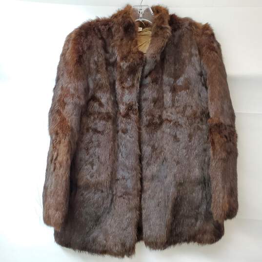 Vintage Natural Authentic Genuine Rabbit Fur Brown Coat image number 1
