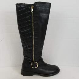 Aldo Black Boots Woman's  Tall Quilted Riding Boot with Buckle Detail  Size 7.5  Color Black
