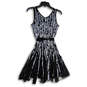 NWT Womens White Black Striped Sleeveless V-Neck Fit & Flare Dress Size XS image number 2