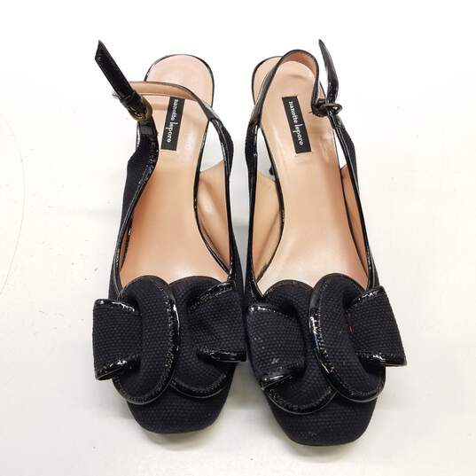 Nanette Lepore Fabric Bow Slingback Heels Black 9.5 image number 5