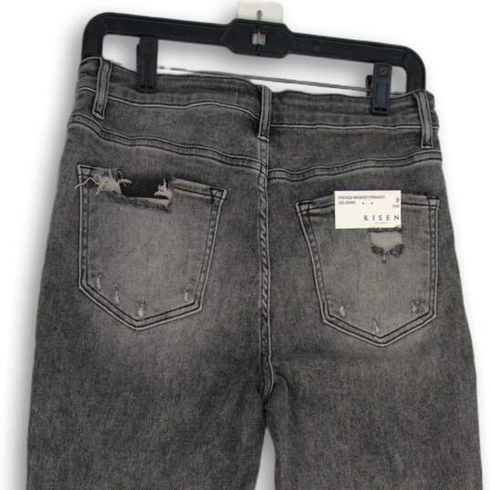 NWT Womens Gray Denim Distressed Vintage Wash Straight Leg Jeans Size 9/29 image number 4