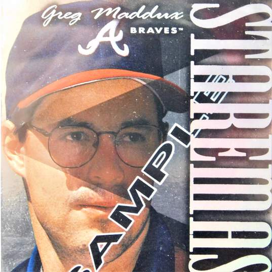 1997 HOF Greg Maddux Donruss Preferred Staremaster Sample /1500 Atlanta Braves image number 2