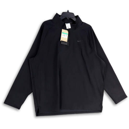 NWT Mens Black Mock Neck Long Sleeve Quarter Zip Golf Jacket Size XL image number 1