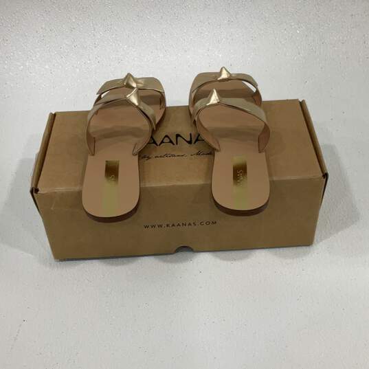 NIB Kaanas Womens Gold Open Toe Double Strap Slip On Slide Sandals Size 5 M image number 4