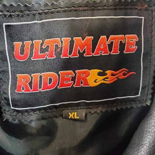 Ultimate Rider Men Black Leather Jacket Sz XL image number 2