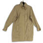 Womens Tan Mock Neck Long Sleeve Welt Pocket Full-Zip Overcoat Size X-Large image number 1