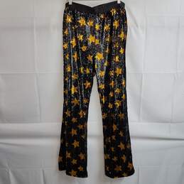 Black and gold star sequin track pants women's XXL