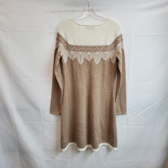 Royal Robbins Beige & Ivory Wool Cotton Blend Sweater Dress WM Size S NWT image number 2