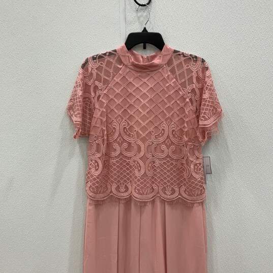 NWT Premier Amour Womens Pink Lace Short Sleeve Back Zip A-Line Dress Size 14 image number 3