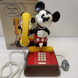 Vintage Walt Disney Mickey Mouse Touch Button Phone Telephone Box 1980s Bell IOB alternative image