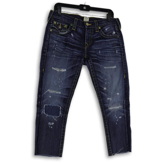 Womens Blue Denim Medium Wash 5 Pocket Design Straight Leg Jeans Size 28 image number 3