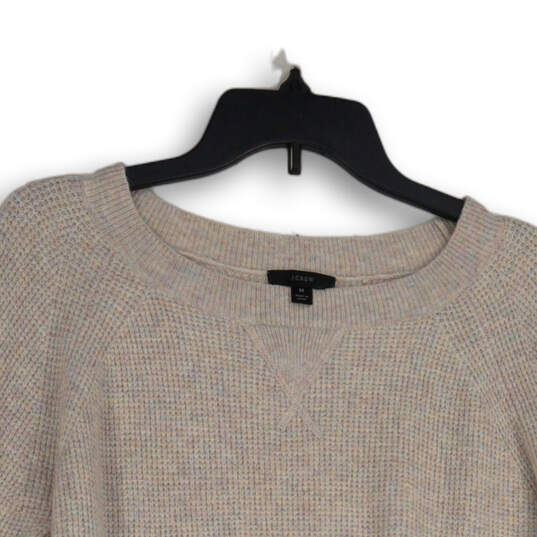 Womens Tan Knitted Round Neck Long Sleeve Pullover Sweater Size M image number 3