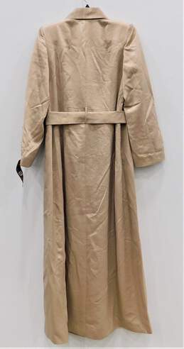 Shefoun Women's Beige Flowered Long Belted Jacket Size 42 alternative image