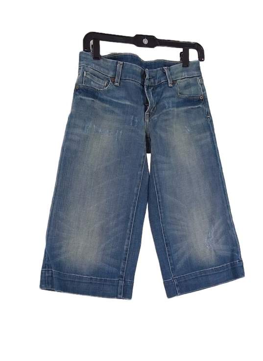 Womens Blue Regular Fit Medium Wash Denim Capri Jeans Size 27 image number 1