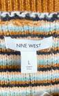 Nine West Brown Striped Knit Sweatshirt - Size Large image number 3
