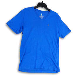 Mens Blue Regular Fit Stretch V-Neck Short Sleeve Pullover T-Shirt Size 5