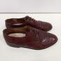Mens Brown Leather Lace Up Almond Toe Wingtip Oxford Dress Shoes Size 10.5 image number 2