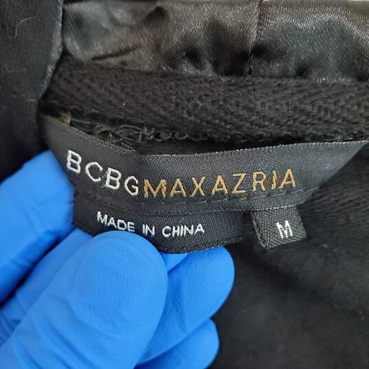BCBGMAXAZRIA Black Cotton Embellished Full Zip Hoodie WM Size M NWT image number 3