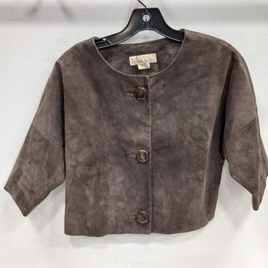 Michael Kors Brown Suede Crop Jacket Women's Size 8 image number 1