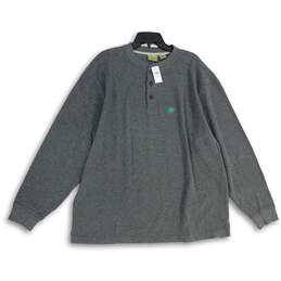 NWT Mens Gray Waffle Henley Neck Long Sleeve Pullover T-Shirt Size XL