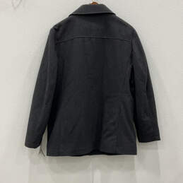 NWT Mens Black Pockets Long Sleeve Notch Lapel Button Front Coat Size XL alternative image