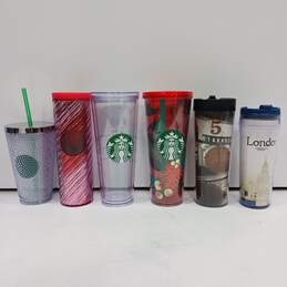 Bundle of 6 Assorted Starbucks Travel Tumblers with Straw
