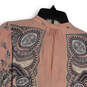 Womens Pink Paisley Long Sleeve Tie Neck Pullover Blouse Top Size S image number 4