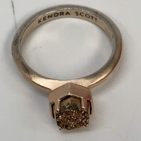 Designer Kendra Scott Gold-Tone Drusy Stone Round Band Ring w/ Dust Bag image number 1