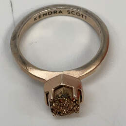 Designer Kendra Scott Gold-Tone Drusy Stone Round Band Ring w/ Dust Bag