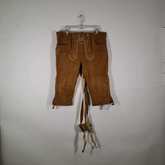 Mens Adjustable Belts Knee Length Oktoberfest Lederhosen Outfit Size 38 image number 1